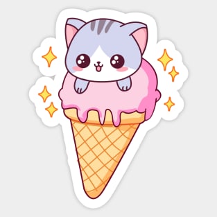 Ice Cream Cat Pattern Sticker